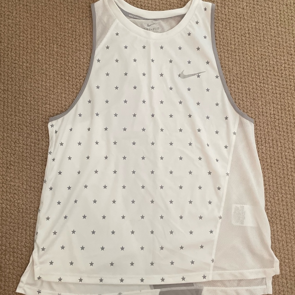 nike dry fit tank top work out shirt stars white grey